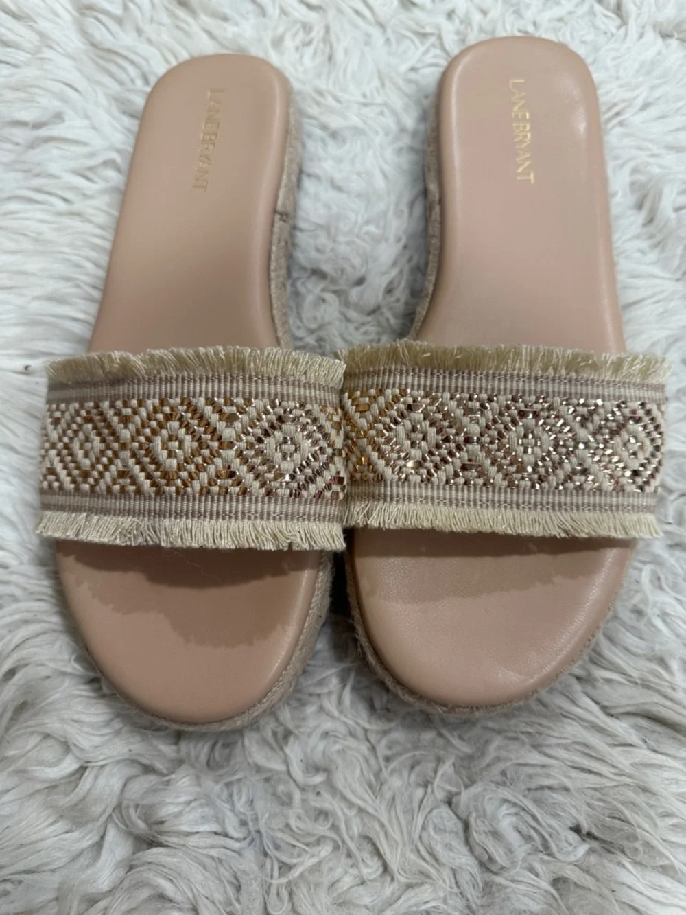 Lane Bryant Dream Cloud Geometric Fringe Espadrille Sandal In Mixed Neutrals 10W